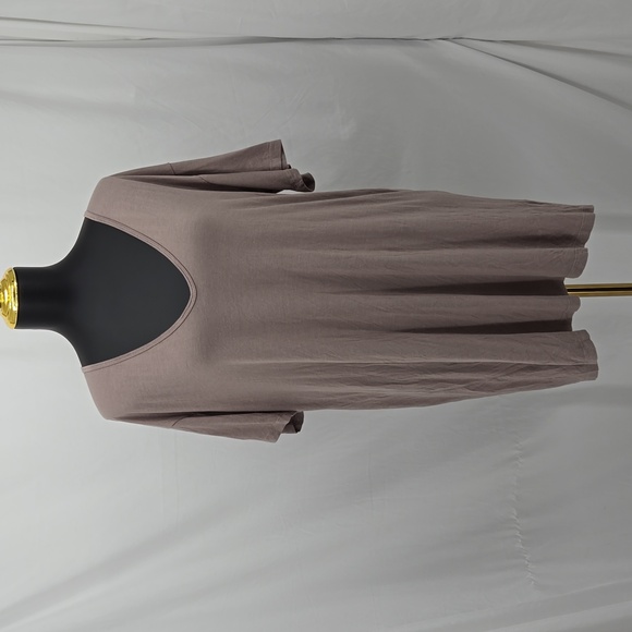 Tobi Short Sleeve Taupe V Neckline Long Oversized Style Soft Fabric Size Large - Picture 3 of 9